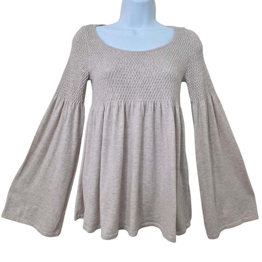 Anthropologie‎ Knitted & Knotted Flare Sleeve Babydoll Esme Sweater XS Y2K Boho
